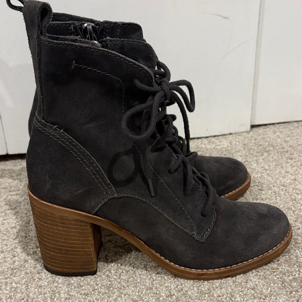 Dolce Vita gray suede lace up booties